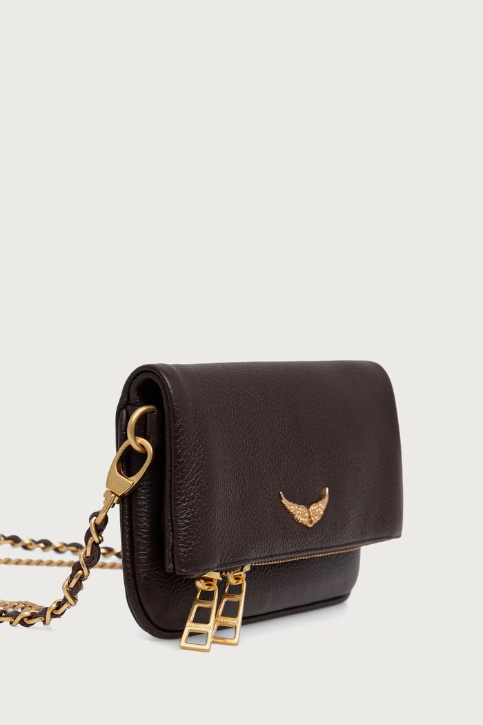 Zadig&Voltaire Crossbody torba za žene od kože ROCK NANO GRAINED LEATHER LWBA03975 smeđa AA00