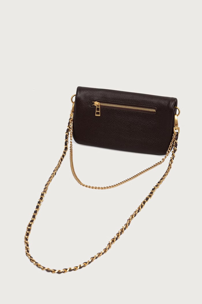 Dodaci Zadig&Voltaire Crossbody torba za žene od kože ROCK NANO GRAINED LEATHER LWBA03975 smeđa