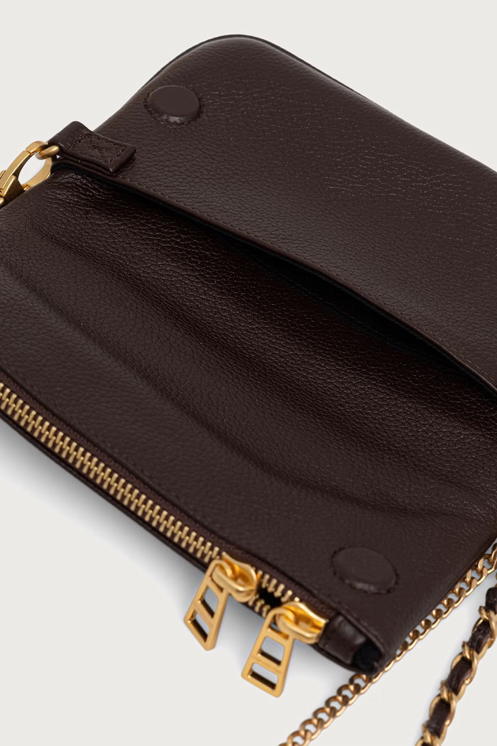 Crossbody torba za žene od kože ROCK NANO GRAINED LEATHER Zadig&Voltaire LWBA03975 smeđa