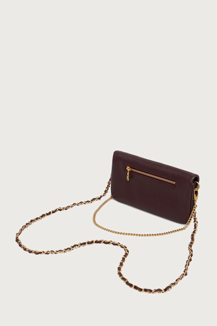 Akcesoria Zadig&Voltaire Torebka crossbody damska skórzana ROCK NANO GRAINED LEATHER LWBA03975 bordowy