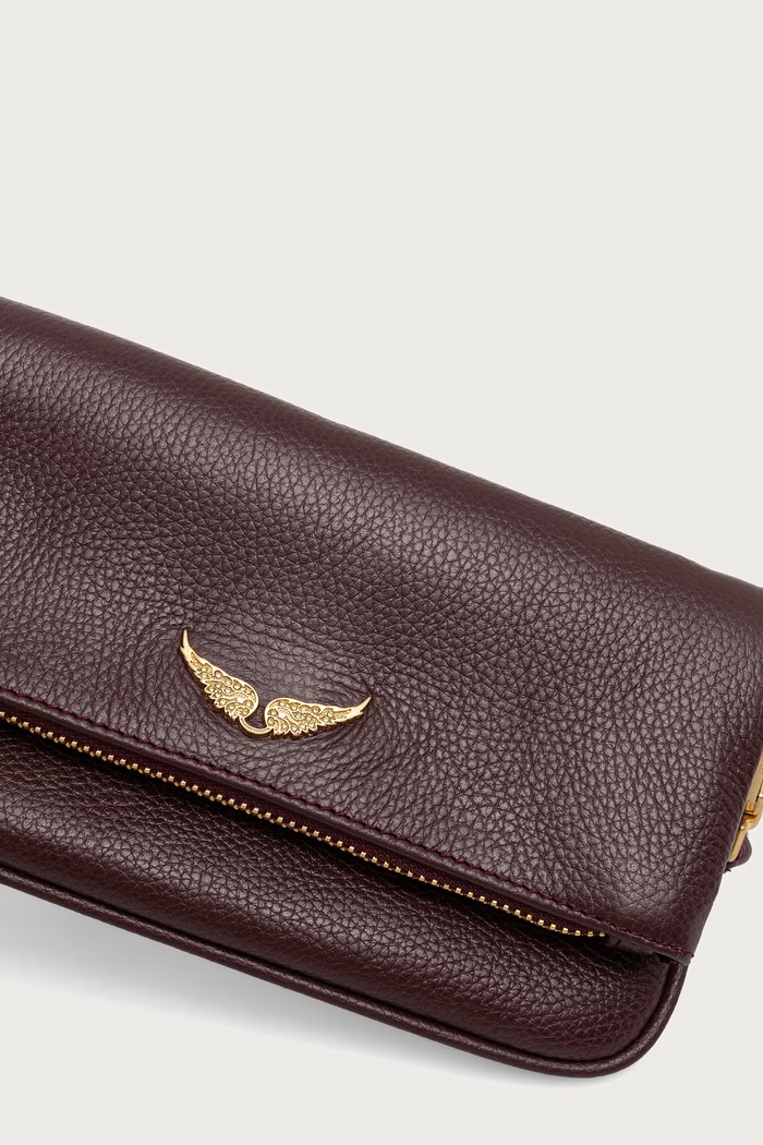 Torebka crossbody damska skórzana ROCK NANO GRAINED LEATHER Zadig&Voltaire LWBA03975 bordowy