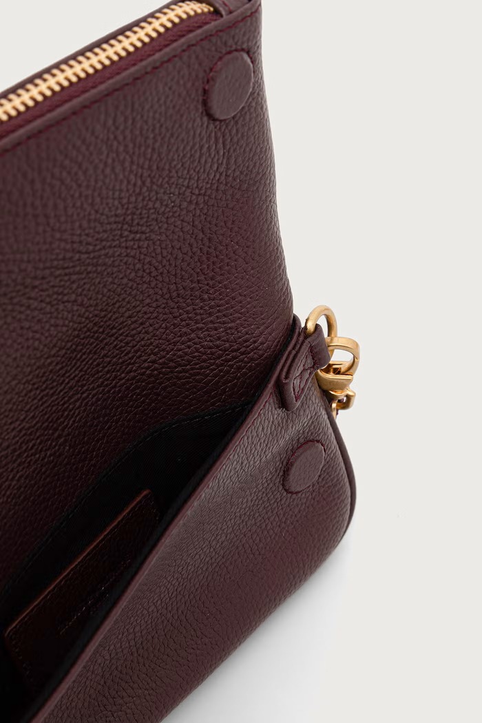 Torebka crossbody damska skórzana ROCK NANO GRAINED LEATHER Zadig&Voltaire bordowy LWBA03975