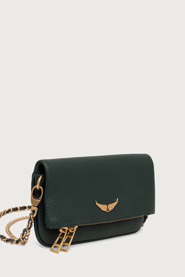 Zadig&Voltaire Torebka crossbody damska skórzana ROCK NANO GRAINED LEATHER LWBA03975 zielony AA00