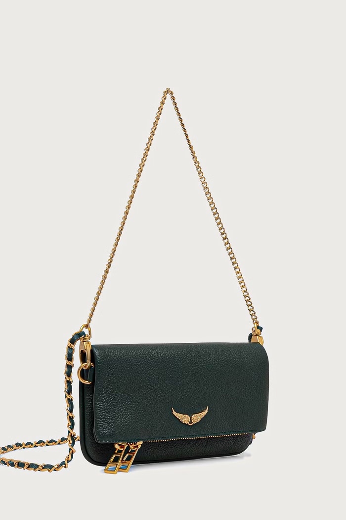 Torebka crossbody damska skórzana ROCK NANO GRAINED LEATHER Zadig&Voltaire zielony LWBA03975