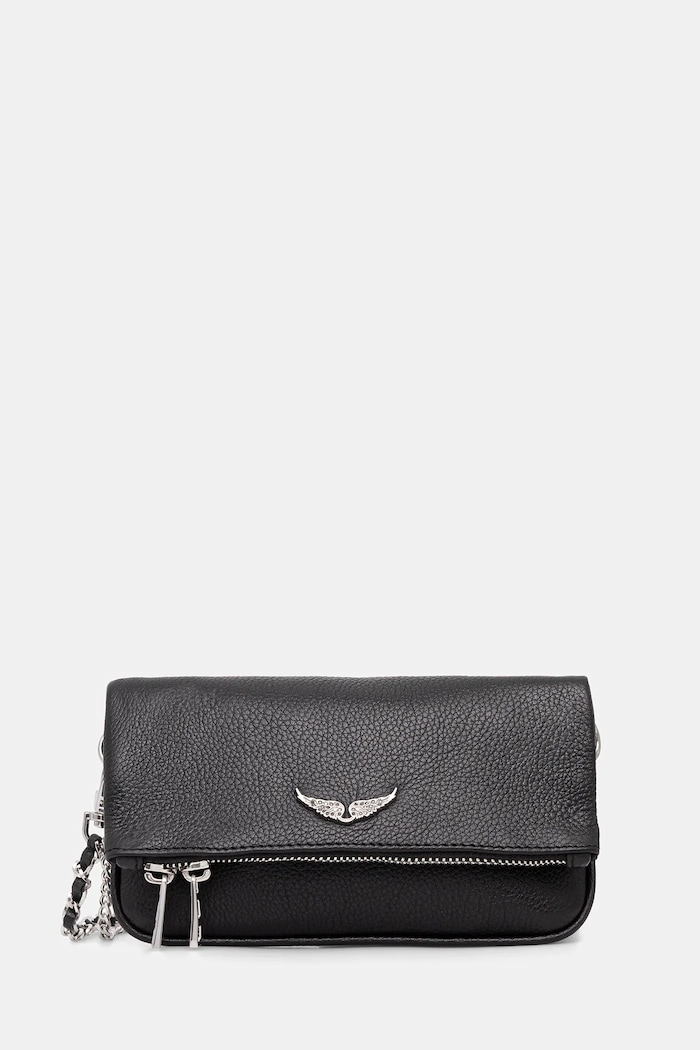 ZADIG&VOLTAIRE geantă de piele ROCK NANO GRAINED LEATHER uni negru LWBA03975