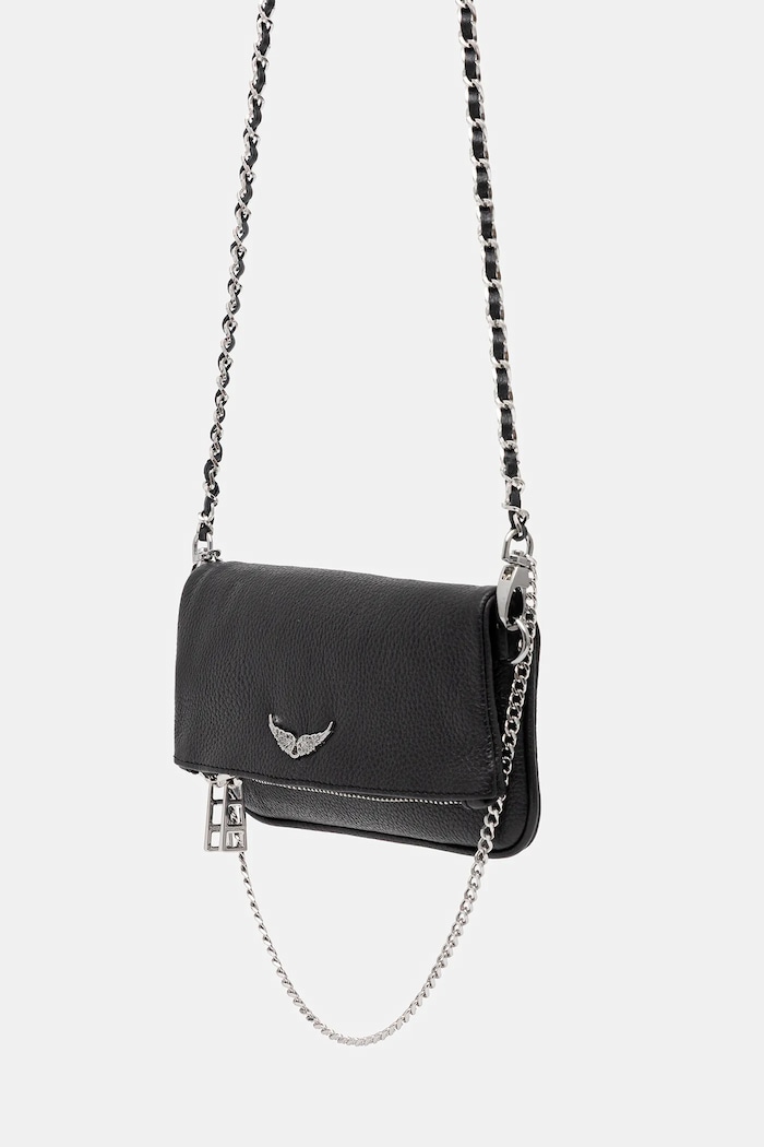 ZADIG&VOLTAIRE geantă de piele ROCK NANO GRAINED LEATHER LWBA03975 negru AA00