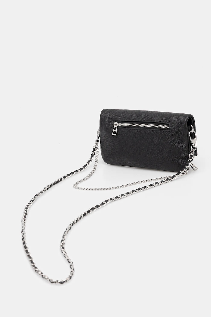 Accesorii ZADIG&VOLTAIRE geantă de piele ROCK NANO GRAINED LEATHER LWBA03975 negru