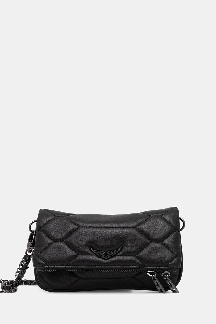 Kožená kabelka ZADIG&VOLTAIRE ROCK NANO XL MAT SCALE přírodní kůže černá LWBA03974