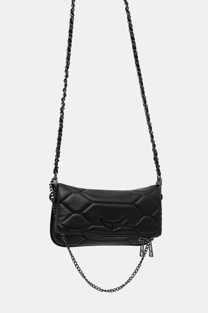 Kožená kabelka ZADIG&VOLTAIRE ROCK NANO XL MAT SCALE LWBA03974 černá AA00