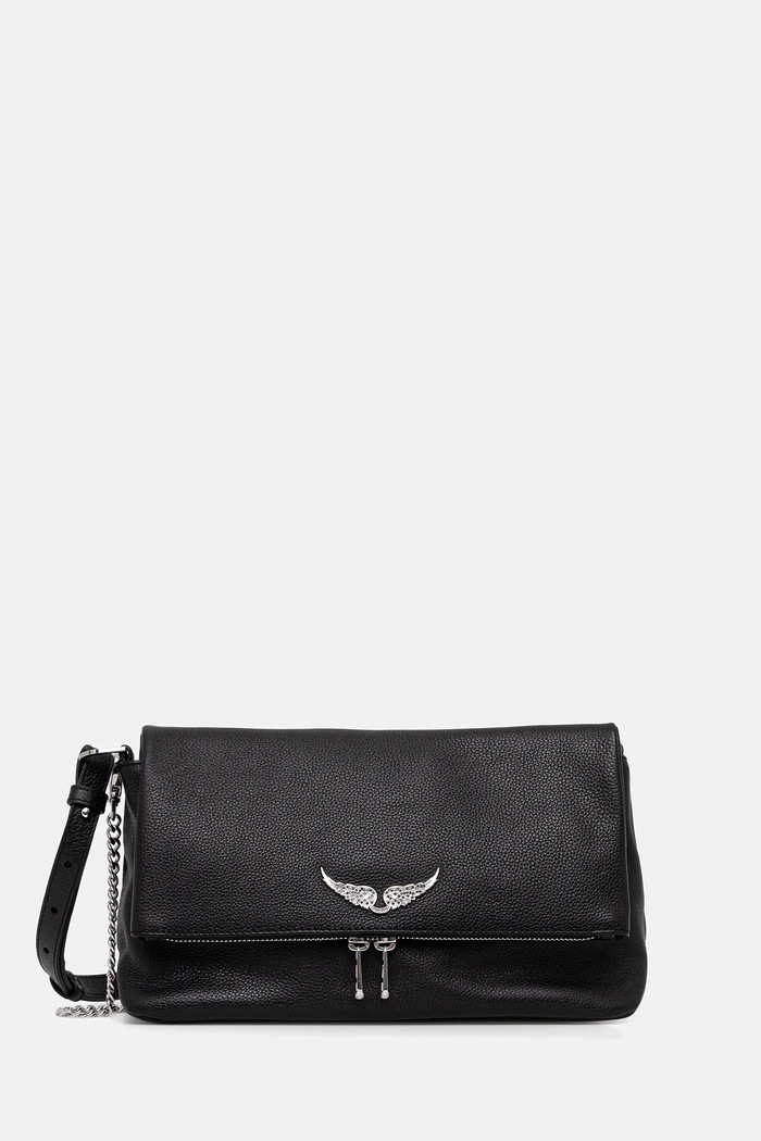 Kožená kabelka ZADIG&VOLTAIRE ROCKY II GRAINED LEATHER přírodní kůže černá LWBA04125