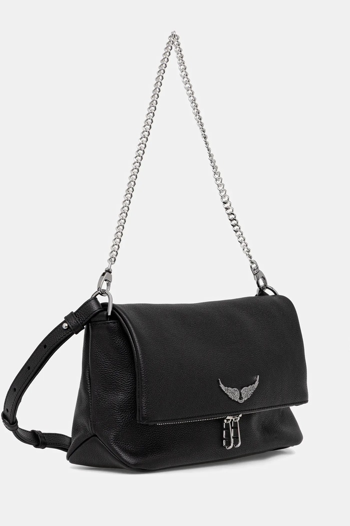 Kožená kabelka ZADIG&VOLTAIRE ROCKY II GRAINED LEATHER LWBA04125 černá SS26
