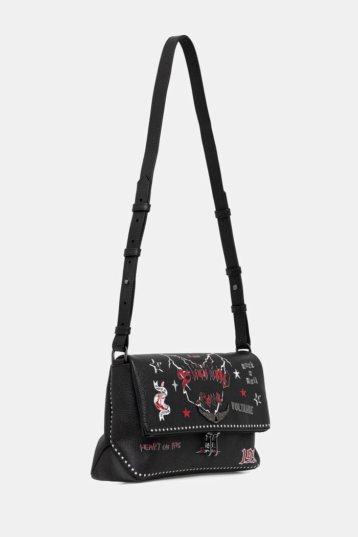 Kožená kabelka ZADIG&VOLTAIRE ROCKY II GRAINED LEATHER PUNK LWBA04149 černá AW25