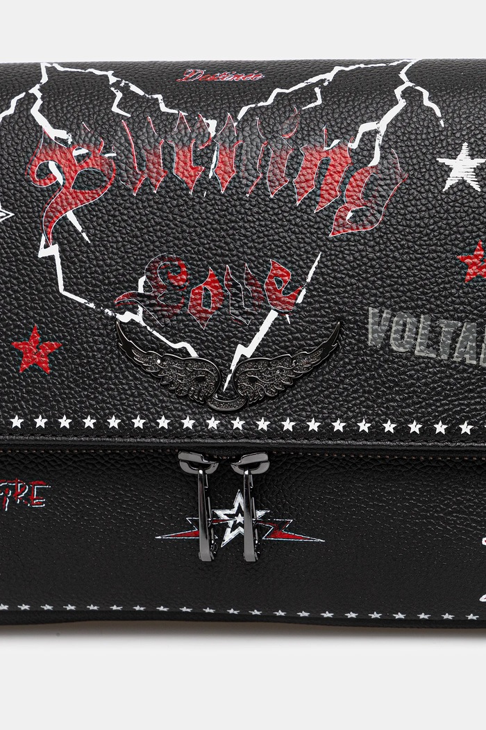 Kožená kabelka ZADIG&VOLTAIRE ROCKY II GRAINED LEATHER PUNK černá LWBA04149
