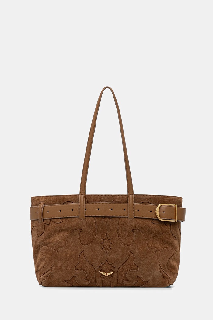 ZADIG&VOLTAIRE geantă de mână din piele întoarsă JANE SHOPPER WESTERN SUEDE uni maro LWBA03928