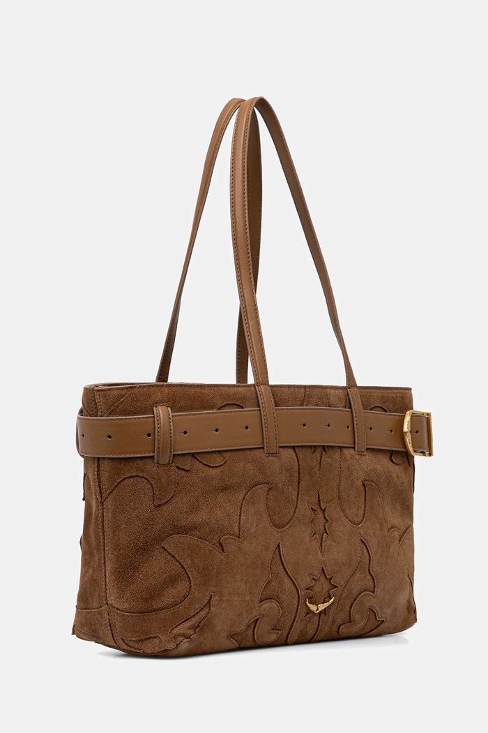ZADIG&VOLTAIRE geantă de mână din piele întoarsă JANE SHOPPER WESTERN SUEDE LWBA03928 maro AA00