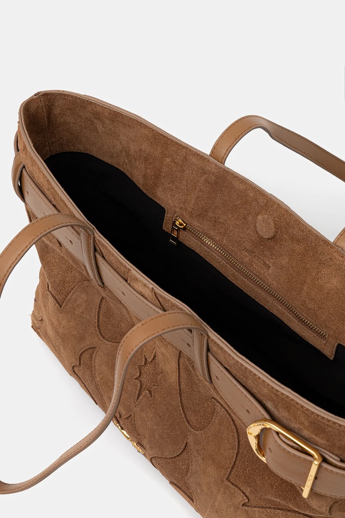 ZADIG&VOLTAIRE geantă de mână din piele întoarsă JANE SHOPPER WESTERN SUEDE LWBA03928 maro