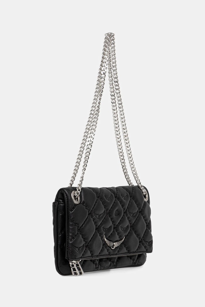 Kožená kabelka ZADIG&VOLTAIRE ROCK II QUILTED MONOGRAM LWBA04053 černá AW25