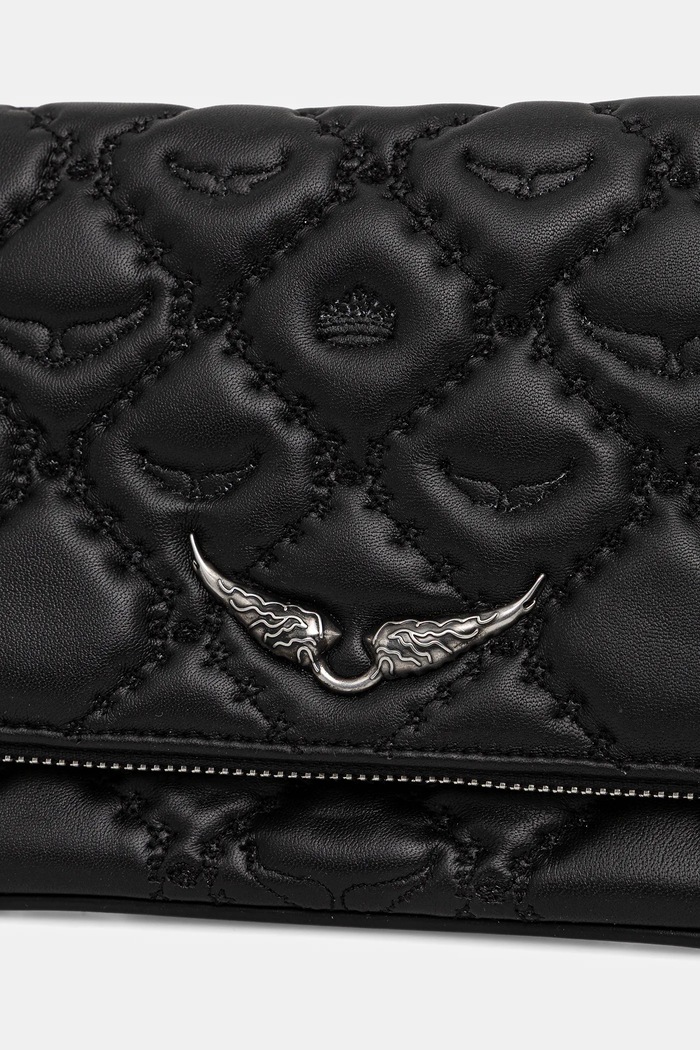 Kožená kabelka ZADIG&VOLTAIRE ROCK II QUILTED MONOGRAM černá LWBA04053