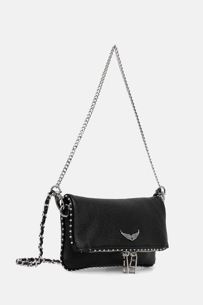 ZADIG&VOLTAIRE geantă de piele ROCK NANO GRAINED LEATH STUDS LWBA03977 negru AA00