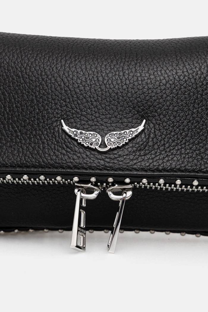 ZADIG&VOLTAIRE geantă de piele ROCK NANO GRAINED LEATH STUDS negru LWBA03977