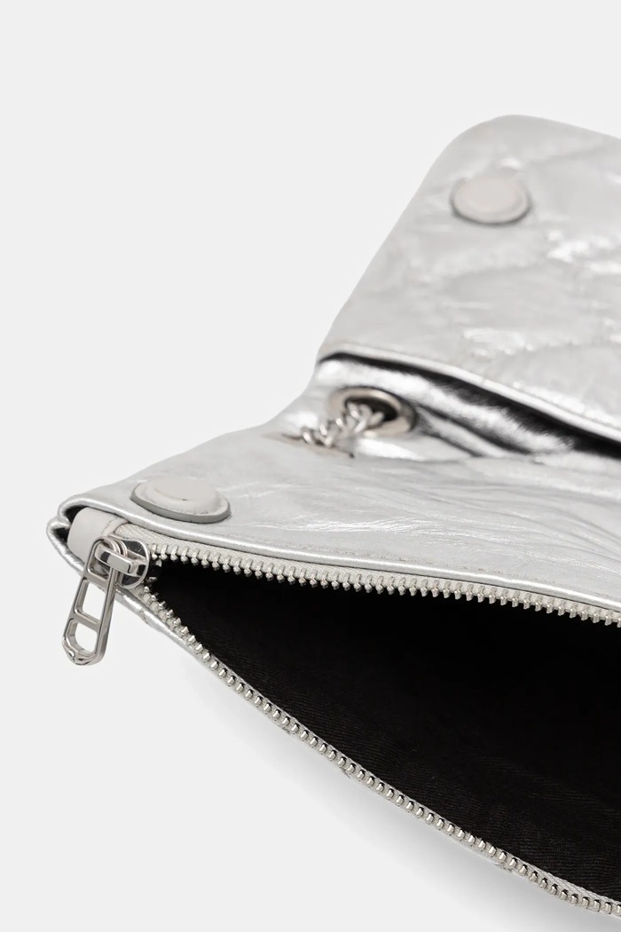 Kožená kabelka ZADIG&VOLTAIRE ROCK II METAL MONOGRAM LWBA04078 stříbrná