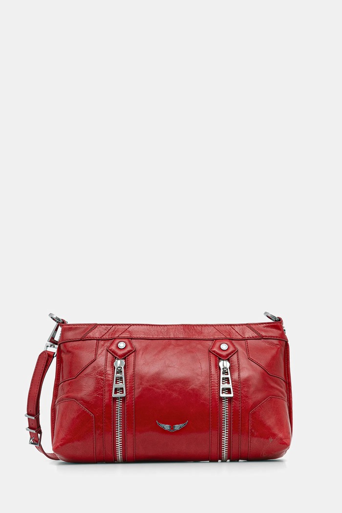 Zadig&Voltaire Torebka skórzana SUNNY MOODY VINTAGE PATENT czerwony LWBA03891