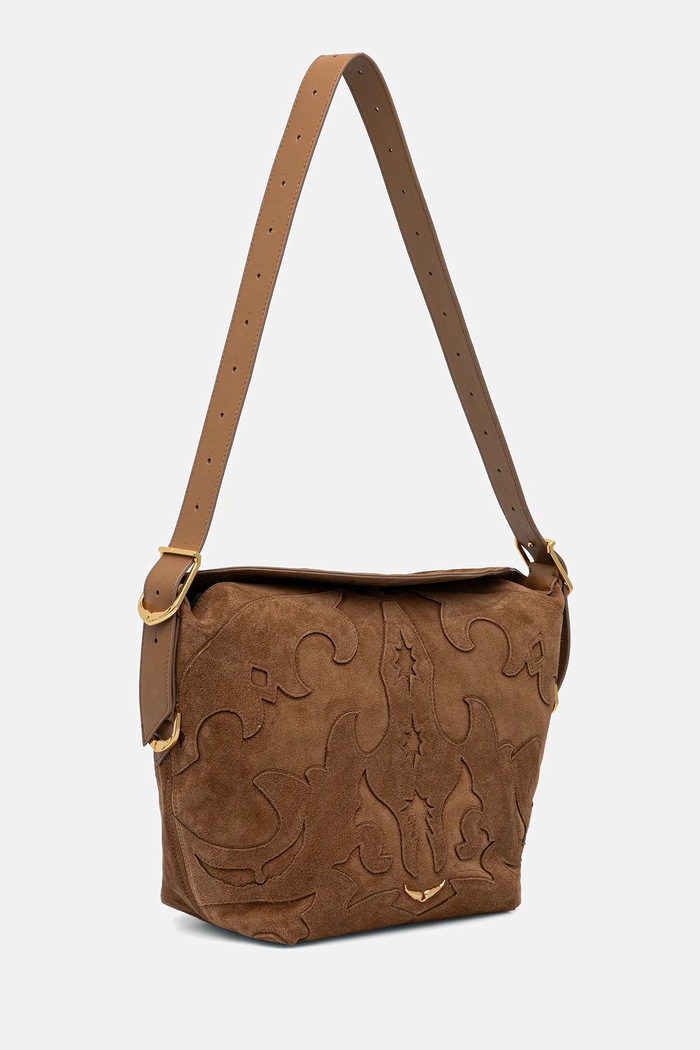 ZADIG&VOLTAIRE geantă de mână din piele întoarsă JANE WESTERN SUEDE LWBA03924 maro AW25