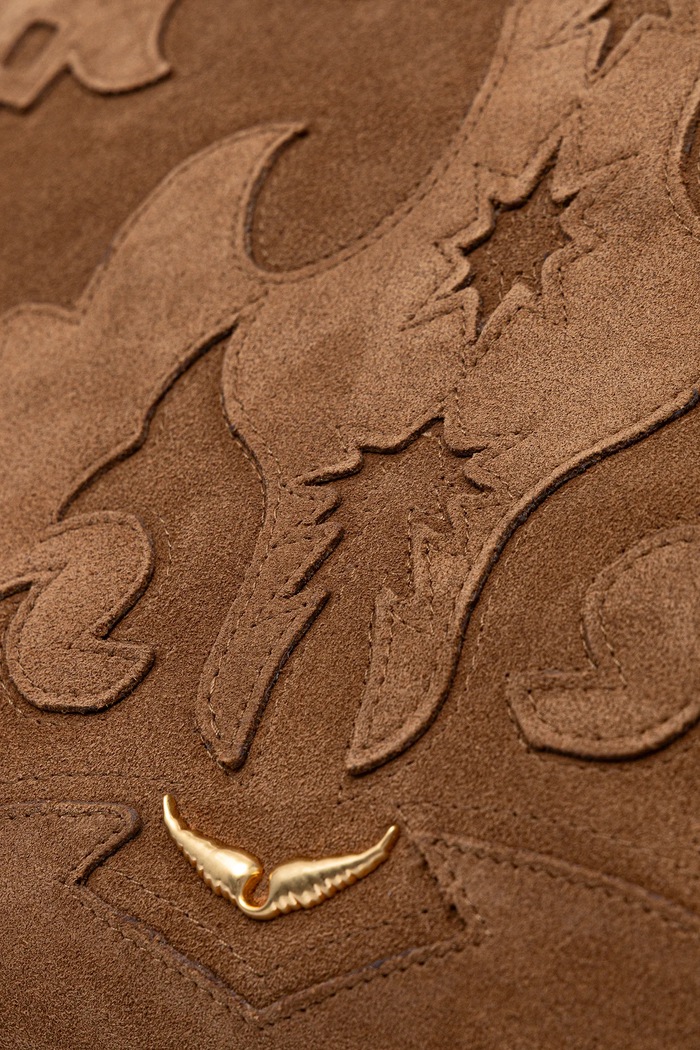 ZADIG&VOLTAIRE geantă de mână din piele întoarsă JANE WESTERN SUEDE maro LWBA03924