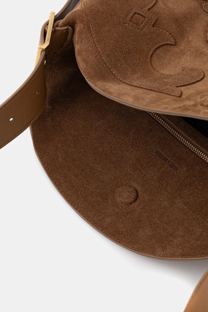 ZADIG&VOLTAIRE geantă de mână din piele întoarsă JANE WESTERN SUEDE LWBA03924 maro