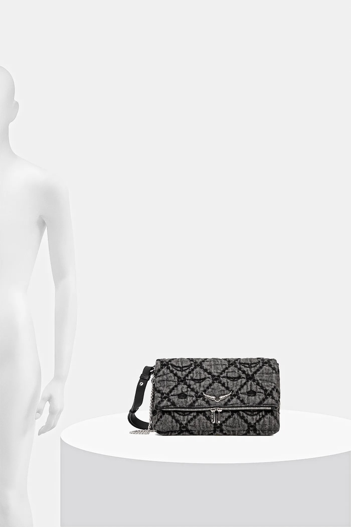 Zadig&Voltaire Geantă de bumbac ROCKY II DENIM MONOGRAM LWBA04065