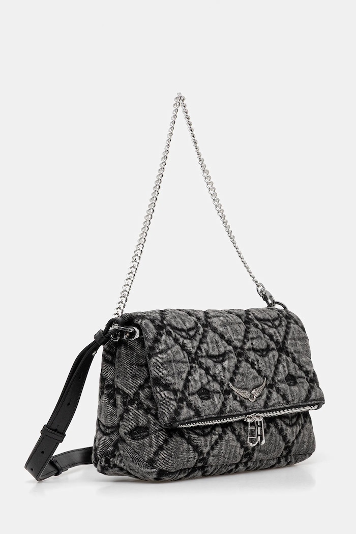 Zadig&Voltaire Geantă de bumbac ROCKY II DENIM MONOGRAM LWBA04065 negru AW25