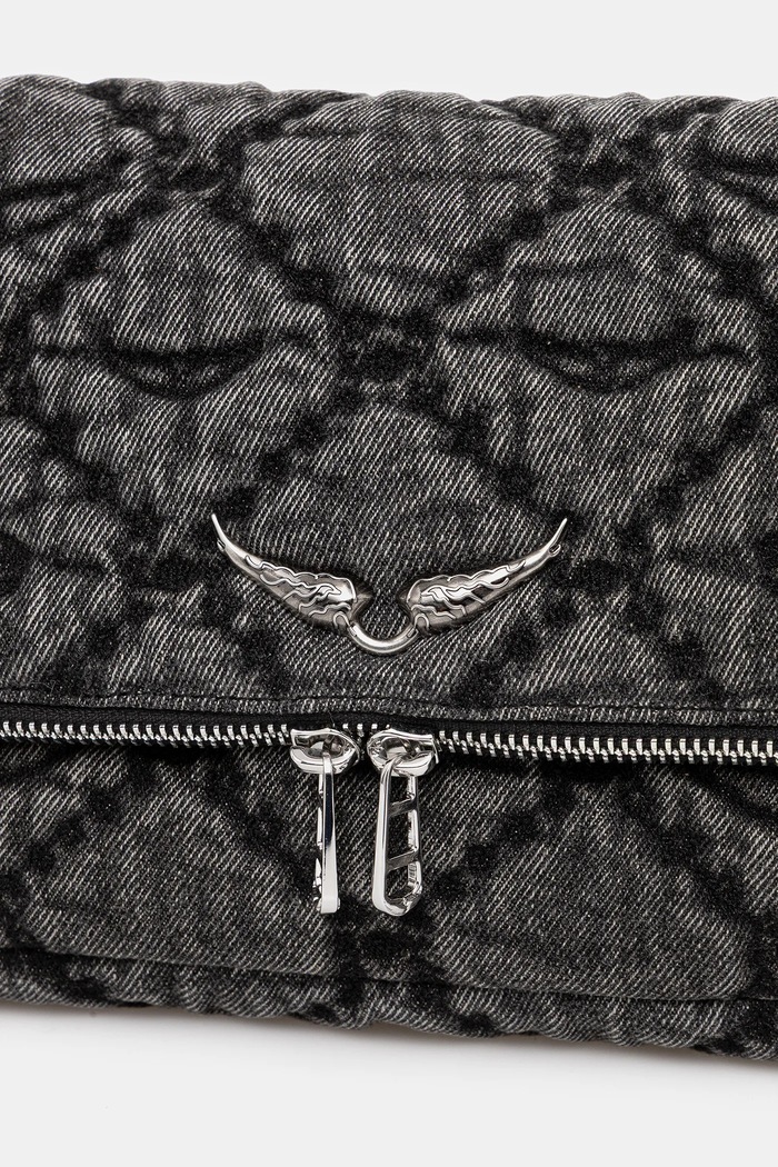 Geantă de bumbac ROCKY II DENIM MONOGRAM Zadig&Voltaire LWBA04065 negru