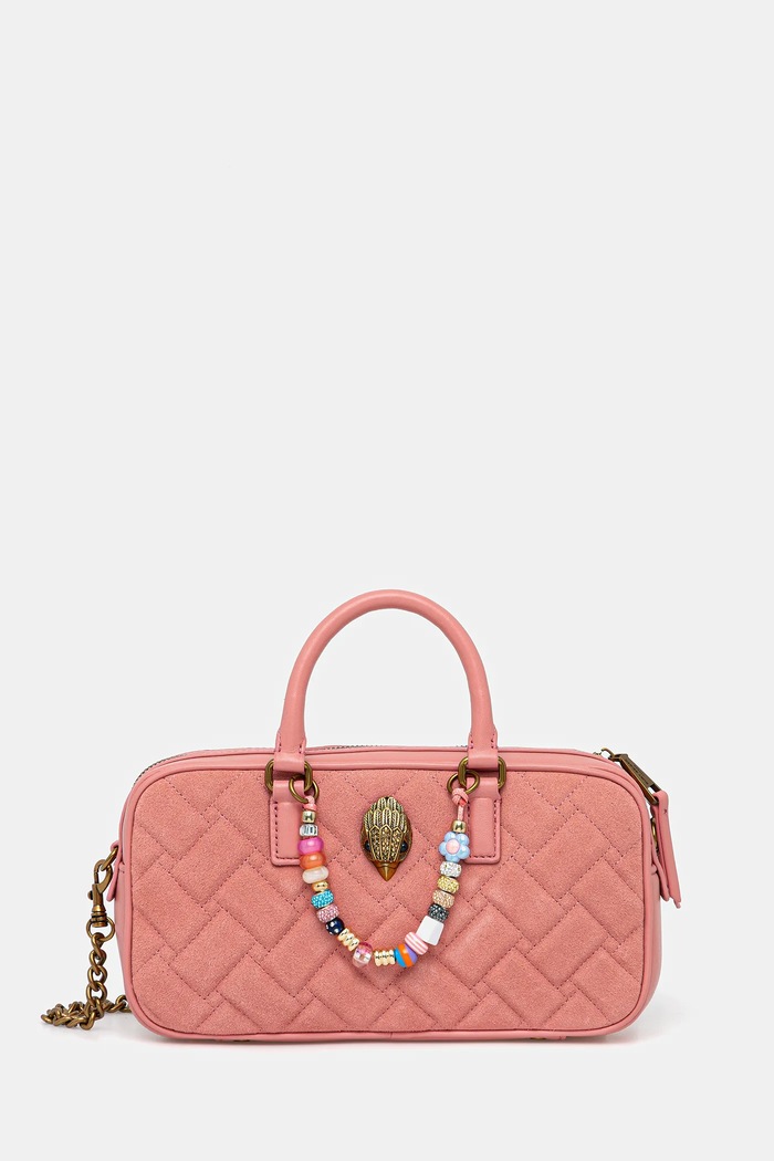 Kurt Geiger London torebka zamszowa KENSINGTON skóra licowa różowy 3580957219