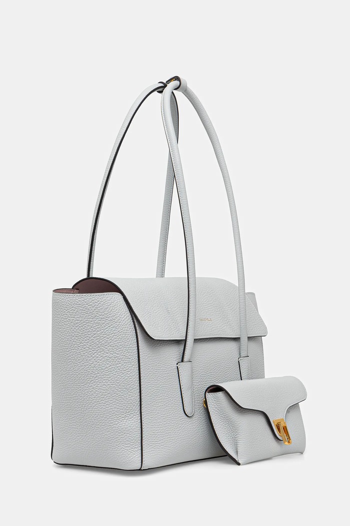 Coccinelle Geantă shopper pentru femei din piele DOUBLE BEAT E1.T8A.11.02.01 albastru SS26