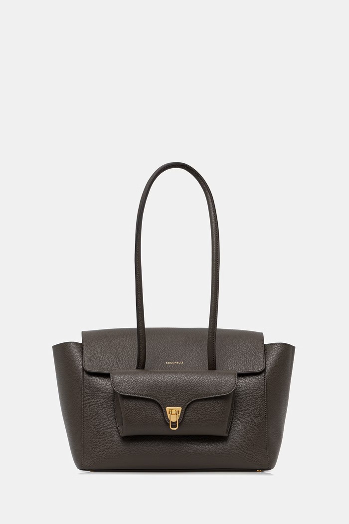 Coccinelle torebka shopper damska skórzana DOUBLE BEAT zielony E1.T8A.11.02.01
