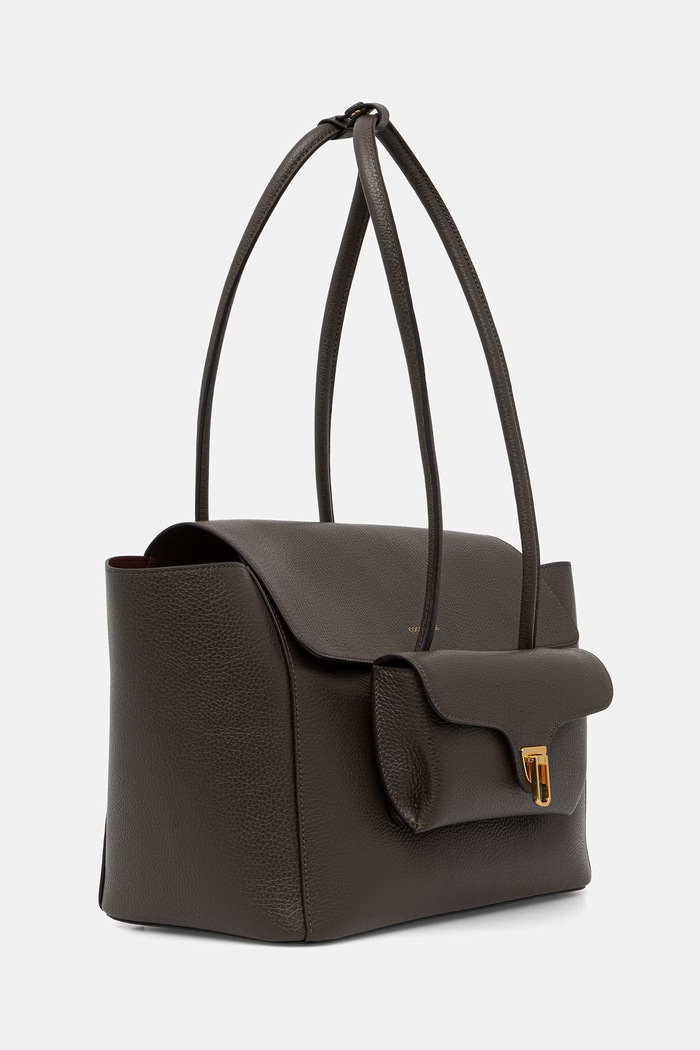 Coccinelle torebka shopper damska skórzana DOUBLE BEAT E1.T8A.11.02.01 zielony SS26