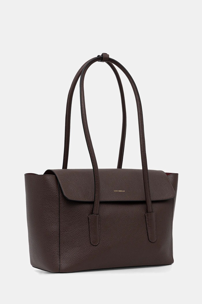 Coccinelle Geantă shopper pentru femei din piele DOUBLE BEAT E1.T8A.11.02.01 maro SS26