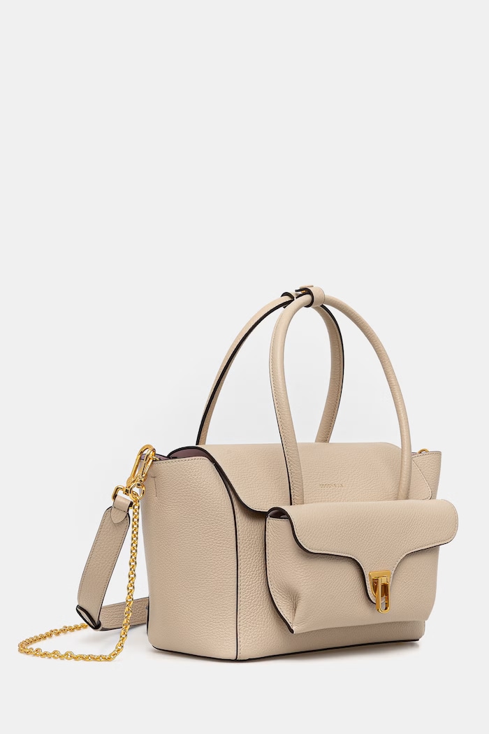 Αξεσουάρ Coccinelle shopper γυναικεία δερμάτινη DOUBLE BEAT E1.T8A.18.02.01 μπεζ