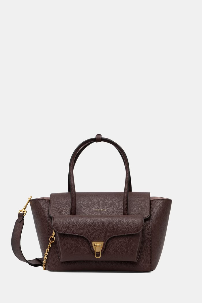 Coccinelle torebka shopper damska skórzana DOUBLE BEAT bordowy E1.T8A.18.02.01