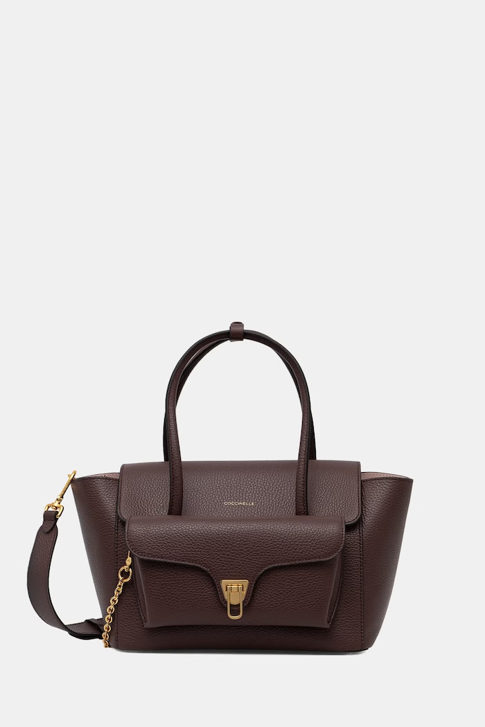 Coccinelle torebka shopper damska skórzana DOUBLE BEAT bordowy E1.T8A.18.02.01