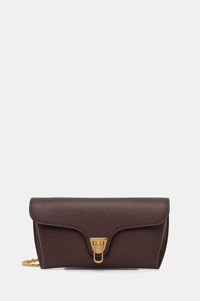 Coccinelle torebka shopper damska skórzana DOUBLE BEAT bordowy E1.T8A.18.02.01