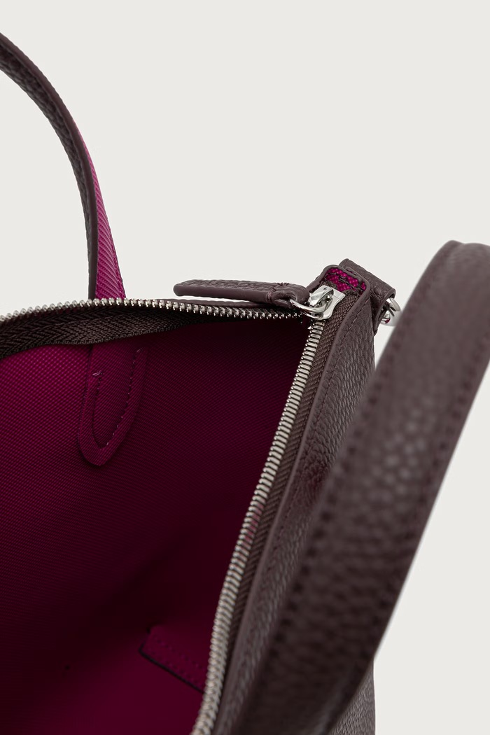 Torebka tote damska z imitacji skóry Lacoste bordowy NF5126AA