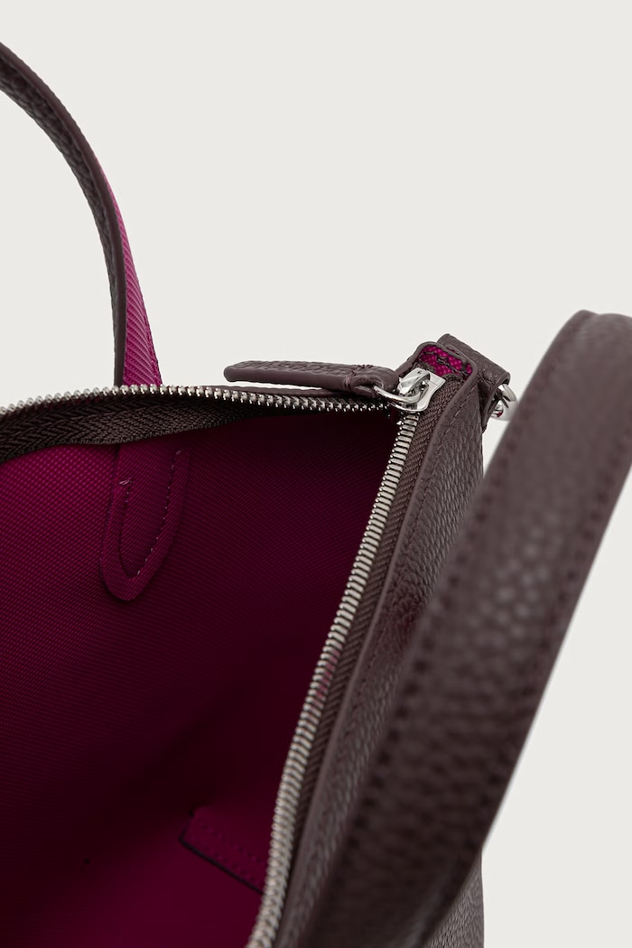 Torebka tote damska z imitacji skóry Lacoste bordowy NF5126AA