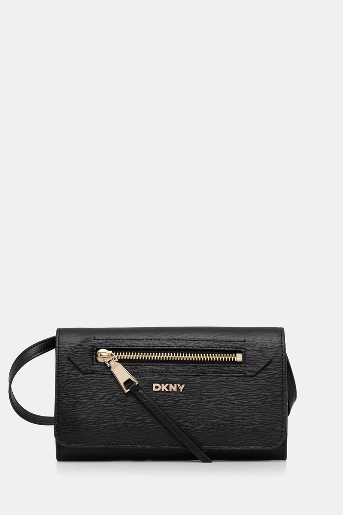 Kožená kabelka Dkny jemný vzor černá R52E3K47