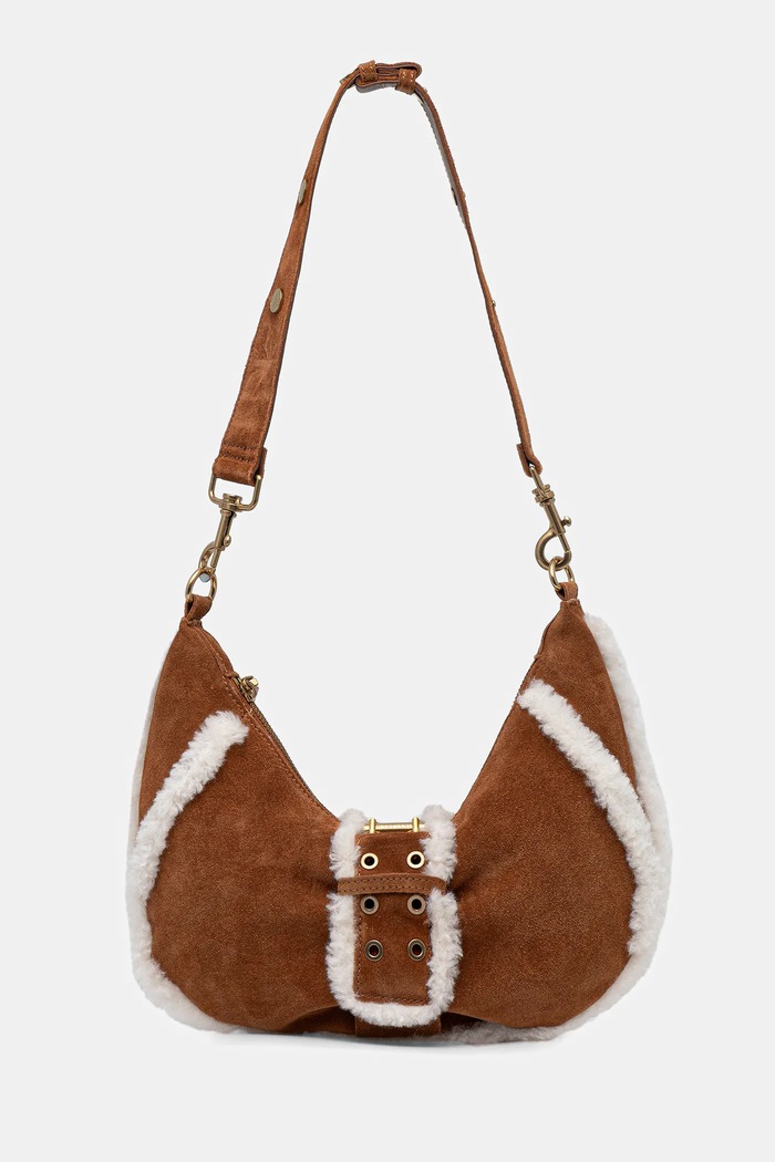 Marciano by Guess torebka zamszowa nie mieści A4 brązowy 5BGZ18.7412A
