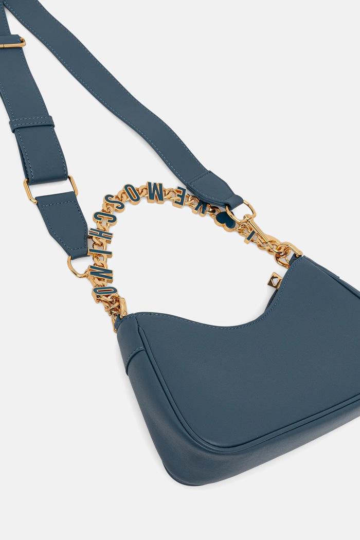 Kožená kabelka Love Moschino modrá JC4070PP1NL1370A