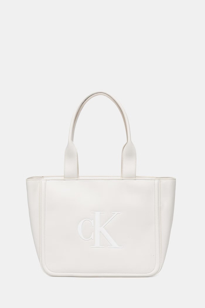 Calvin Klein shopper γυναικεία από απομίμηση δέρματος λευκό LV04F3218G