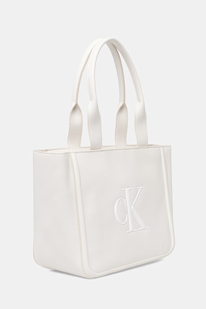 Calvin Klein shopper γυναικεία από απομίμηση δέρματος LV04F3218G λευκό SS26