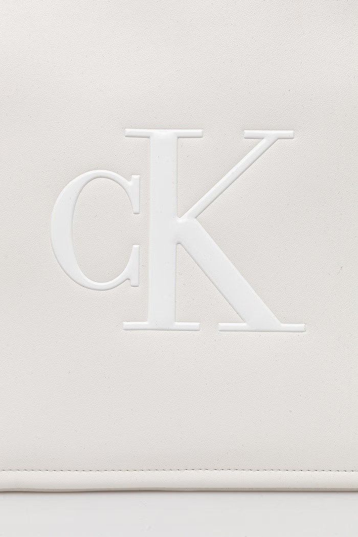 Calvin Klein shopper γυναικεία από απομίμηση δέρματος λευκό LV04F3218G