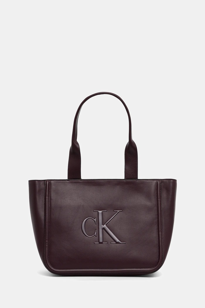 Calvin Klein nákupní taška dámská z imitace kůže hladký burgundské LV04F3218G